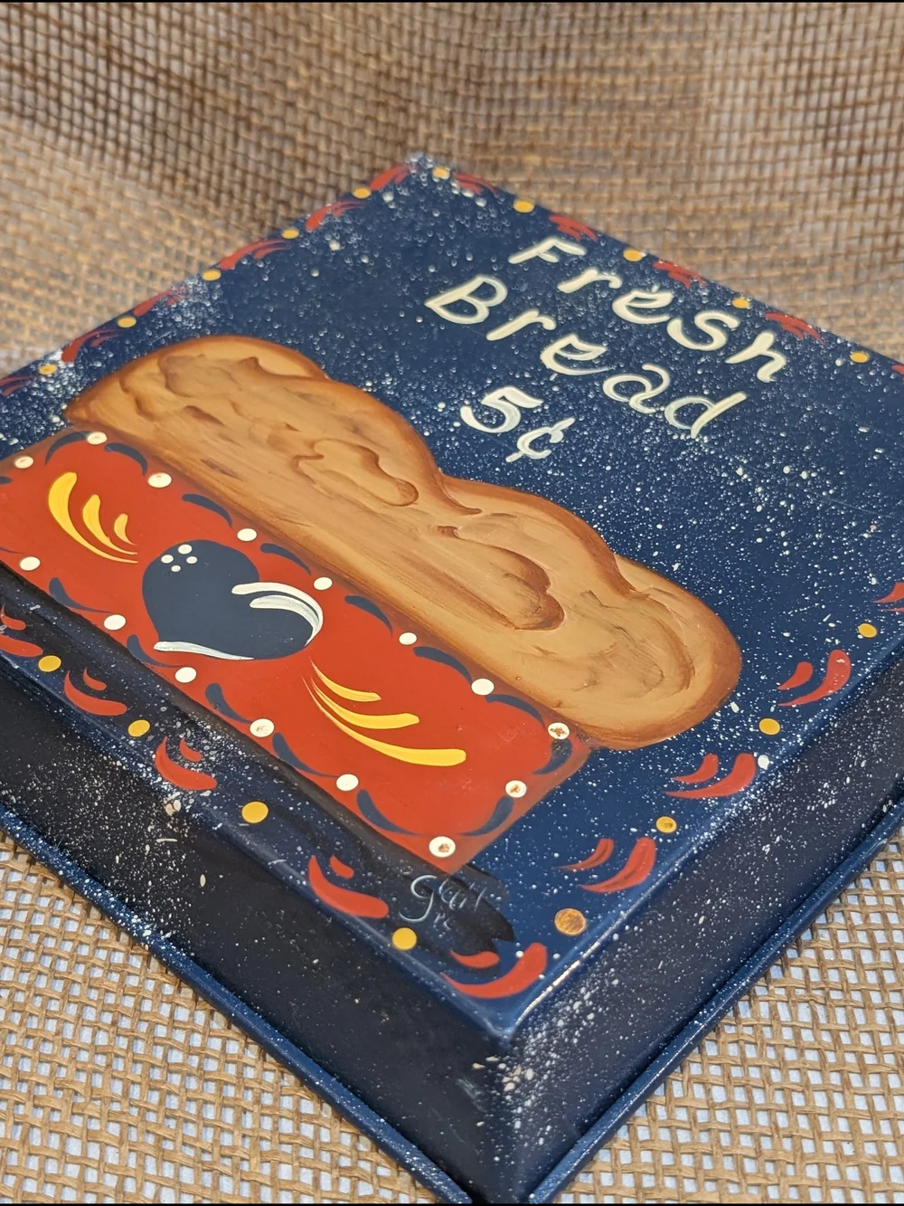 Vintage 80s Hand Painted Kitchen Decor Bread Baking